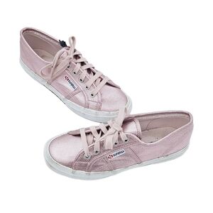 Superga Women's Metallic Pink Cotmetu Lace-Up Low Top Fashion Sneakers Size 5